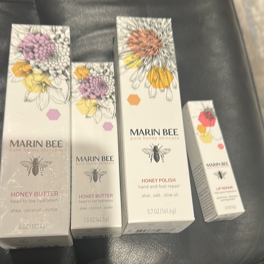 Marin Bee Skincare Set with Honey Butter Honey Polish and Lip Repair